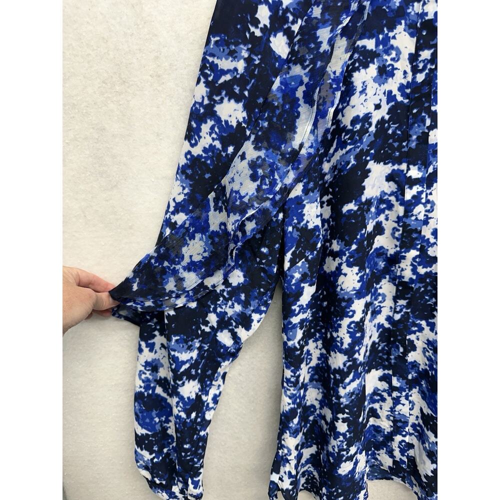 LAUREN RALPH LAUREN Size Large Blouse Floral Print Georgette Blue $89 MSRP - Picture 4 of 9
